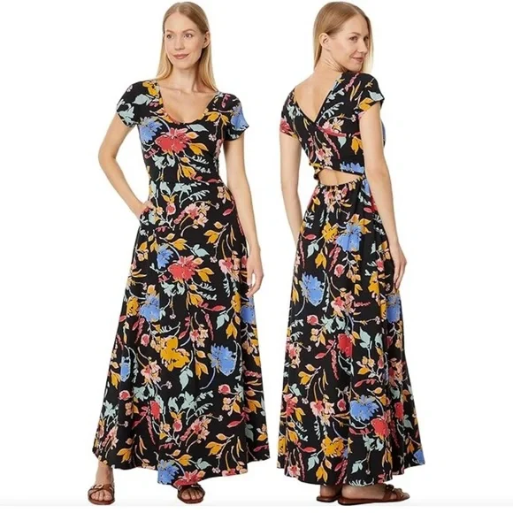 Pact | Dresses | Pact Fit Flare Crossback Maxi Dress Nightfallblooms Womens  Dress | Poshmark